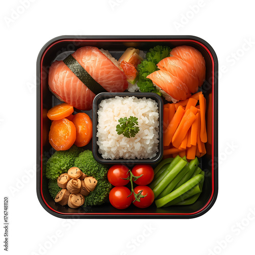 (AI) Japanese Bento Box on transparent background