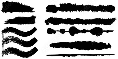 Beautiful Brushes vector collection. Grunge Elements - Brush strokes, ink paint brushes, grunge lines. Rectangle text box for social media and network. vector.
