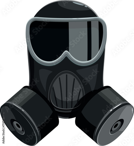 Gas mask with goggles offering protection from hazardous materials, viruses, and bacteria, ensuring safety in contaminated environments