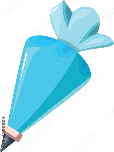 Pastry bag with light blue icing for decorating cakes and cupcakes