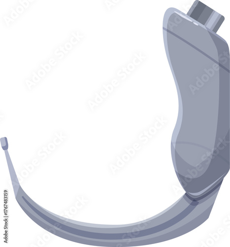 Metal laryngoscope being used to open patient's airway during a surgery operation in hospital