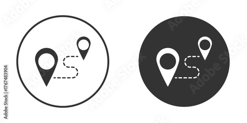 Route icon. Simple vector illustration. Silhouette Icon Set.