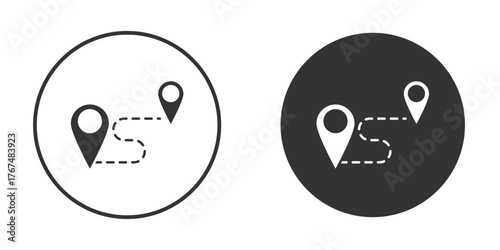Route icon. Simple vector illustration. Silhouette Icon Set.