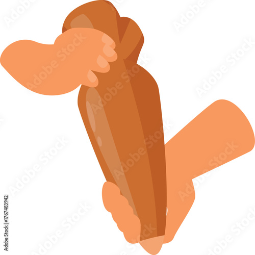 Hands squeezing cream from piping bag, decorating cake or pastry, culinary art, baking skills