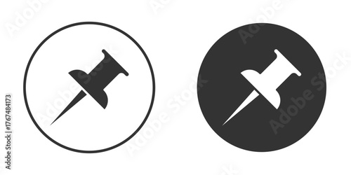 Push pin icon. Simple vector illustration. Silhouette Icon Set.