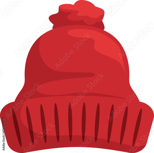 Red winter hat providing warmth and protection from cold weather