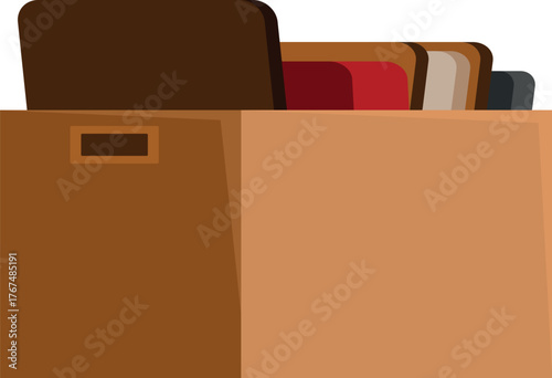 Books and documents packed in a cardboard box, ready for storage or moving to a new home or office