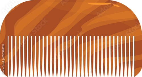 Simple brown wooden comb with regular teeth, isolated on white background, useful for hair care and styling