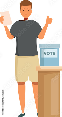 Man showing thumbs up after casting his vote in ballot box