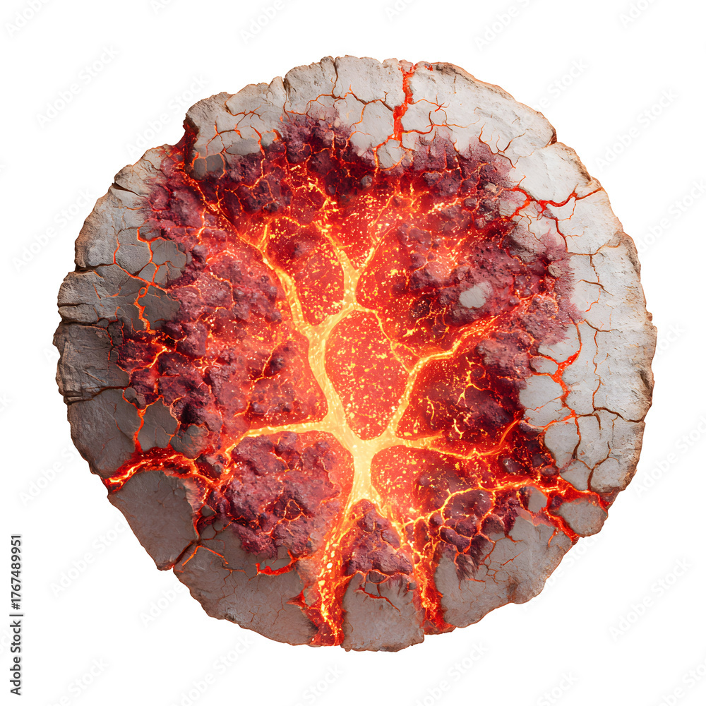 Obraz premium Lava Rock: Intricate details of a molten, fiery lava flow create a dramatic and beautiful scene, which captures the raw power of nature.
