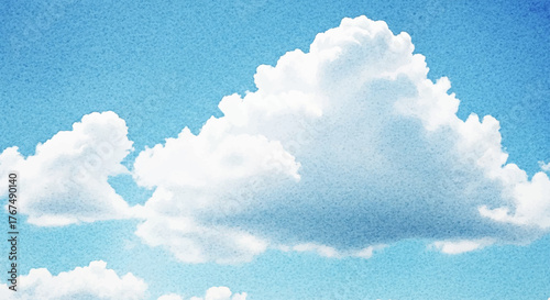 Watercolor Clouds Floating in a Bright Blue Sky Dreamy and Serene Cloudscape