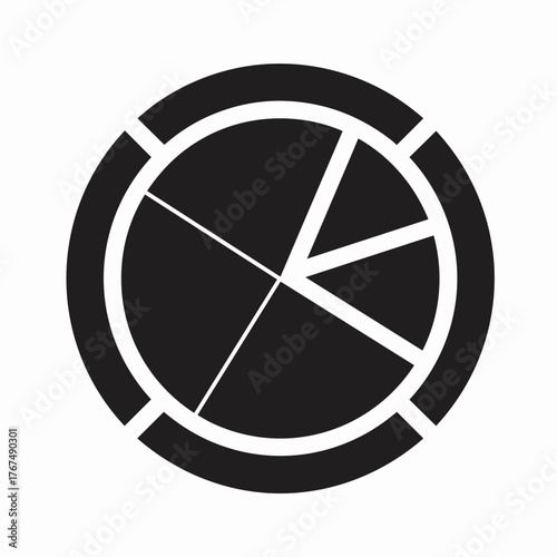 Black and white pie chart with slice cut out – Ideal for business growth concepts, infographic design, or statistical visuals