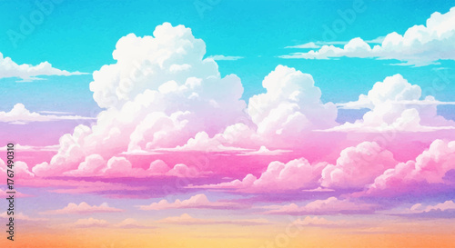 Watercolor Clouds A Dreamy Sky of Pink, Blue, and White