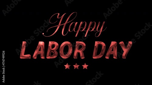 Happy Labor Day metallic rose gold text,  accented by three stars, making it an excellent asset for holiday greetings, advertisement
