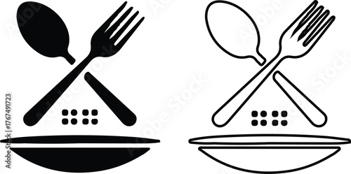 spoon fork icons set logo design vector sign