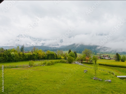 Wallpaper Mural Scenic view of the mountains in the distance from a rented chalet room. Vegetation in the mountains large shot in preserved rural area. Torontodigital.ca