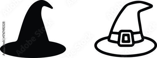 classic witch hat icons set vector design art logo