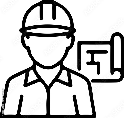 man icon foreman vector line profession person 