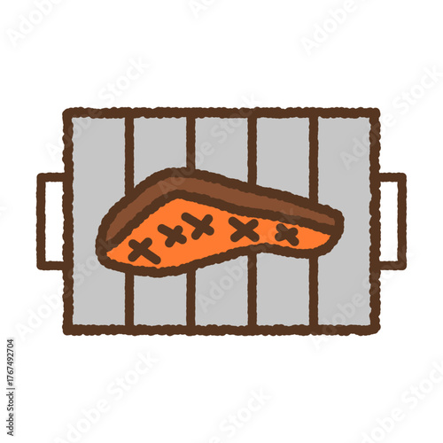 手書き風のシンプルアイコンイラスト　グリル