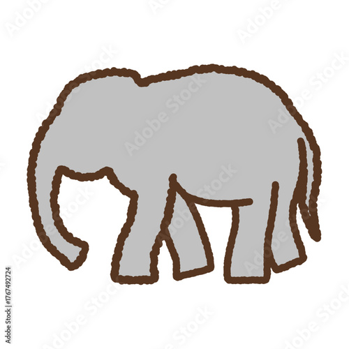 手書き風のシンプルアイコンイラスト　ゾウ　シルエット