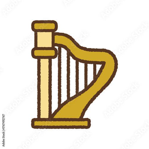 手書き風のシンプルアイコンイラスト　ハープ