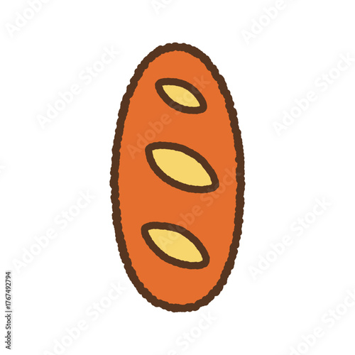手書き風のシンプルアイコンイラスト　フランスパン