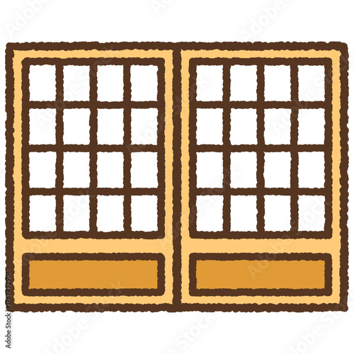 手書き風のシンプルアイコンイラスト　障子