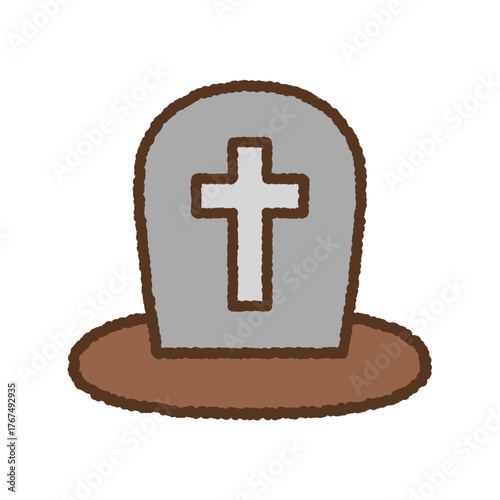 手書き風のシンプルアイコンイラスト　お墓