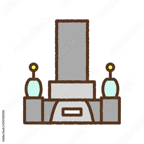 手書き風のシンプルアイコンイラスト　お墓