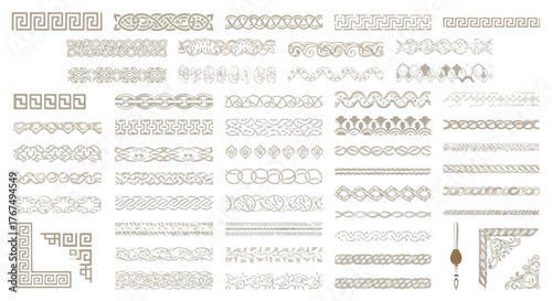 Seamless Ornamental Borders Vector Pack - Celtic Knots, Greek Key, Lace Dividers & Corners