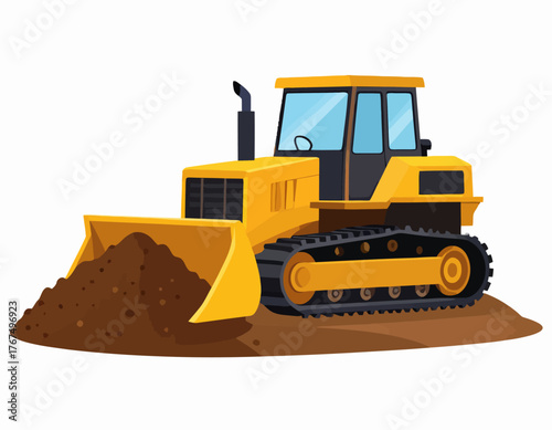 Yellow Bulldozer Flattening Ground Construction Machinery in Earthmoving Operations
