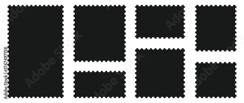 Set of blank rectangle and square Postage stamp frames. Postage stamp vector icons.Blank postage stamps borders vector set. Mockup postage stamps Postage stamp set, templates	