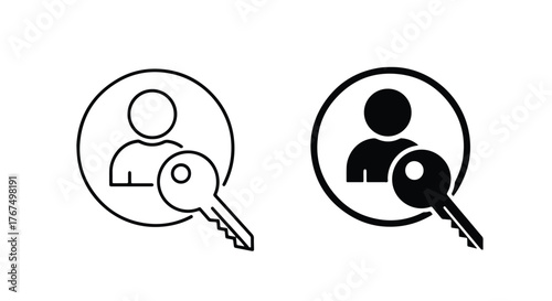 User profile account access security key icon representation concept - Line and glyph icon and logo - Vector icon symbol for website - Icon vector