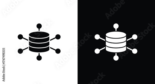 Abstract networked data storage icon symbol for connectivity and digital information - Line and glyph icon and logo - Vector icon symbol for website - Icon vector