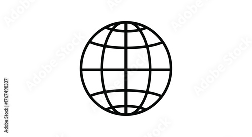 Simple black outline globe icon representing global connectivity internet world wide web digital communication concepts silhouette