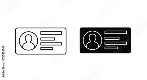 Two id card icons person profile identity document graphic symbol - Line and glyph icon and logo - Vector icon symbol for website - Icon vector