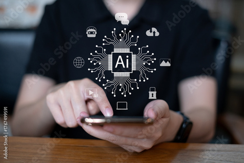 Artificial intelligence technology ai digital innovation image generation chatbot business dashboard data analysis marketing innovation network assistance automation system software machine learning