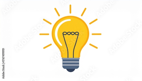 Illustration of a light bulb with radiating light rays.