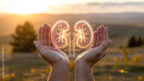 Hands Holding Digital Kidney Health Concept