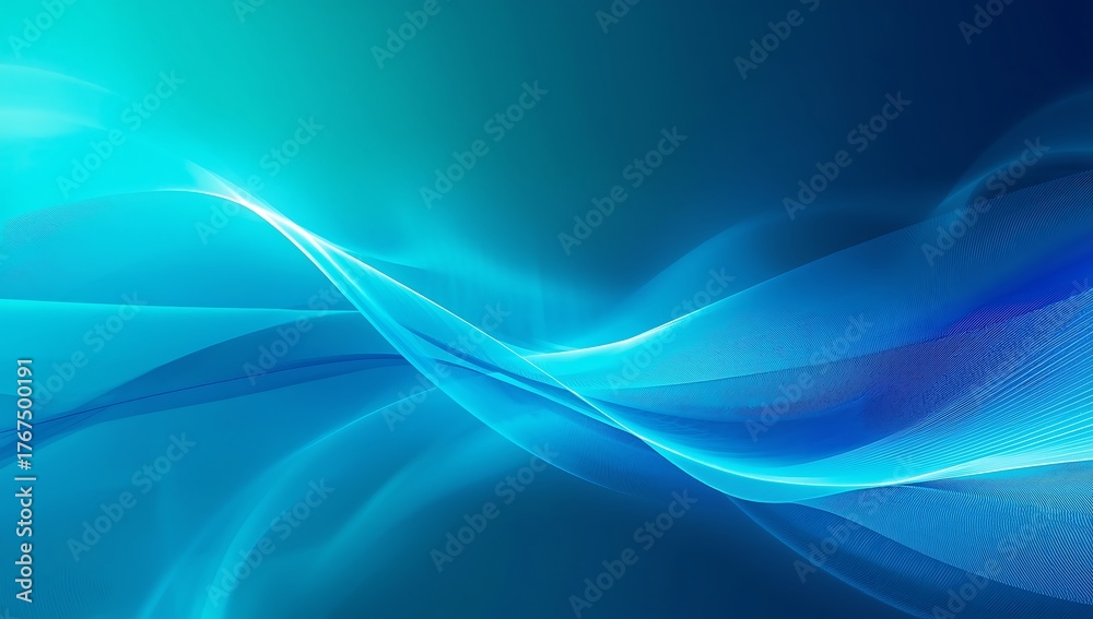 Fototapeta premium Abstract flowing blue light waves with futuristic digital texture