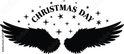 Christmas day wings, featuring angel wings and stars, perfect for holiday season and religious celebration themes