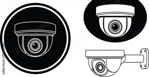 security camera icons providing monitoring and protection concepts enhancing visual storytelling for safety design themes