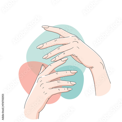 Beautifully manicured hands with long, elegant fingernails presented in a graceful pose, highlighting beauty and self-care.