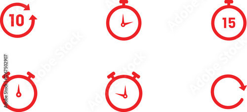 red timer and refresh icons expressing urgency and movement enhancing business productivity or interface design visuals