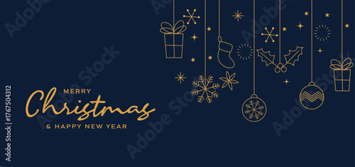 Merry Christmas and happy new year on Christmas letters, Gift boxes, Christmas element for greeting 