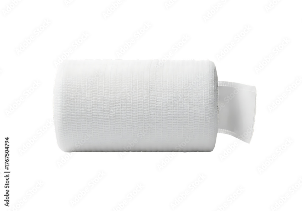 Fototapeta premium Close-up of a clean white cylindrical object with a tab emerging from the right side isolated on transparent background
