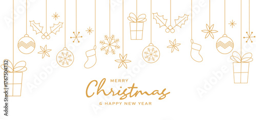 Merry Christmas and happy new year on Christmas letters, Gift boxes, Christmas element for greeting 