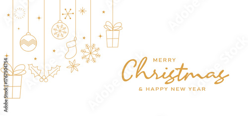 Merry Christmas and happy new year on Christmas letters, Gift boxes, Christmas element for greeting 
