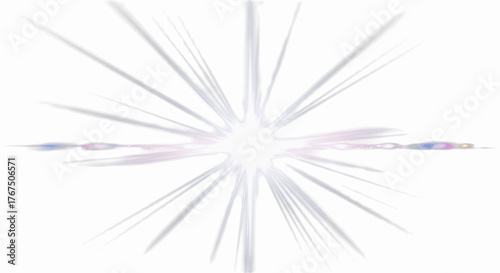 Bright white starburst light effect with soft glowing rays and lens flare sparkle isolated on transparent background perfect for christmas design and magical illumination projects