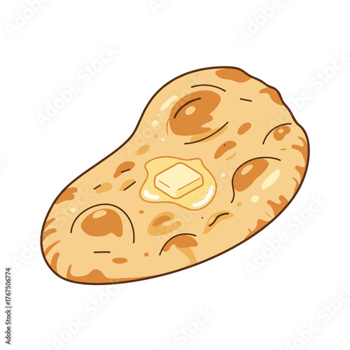 Buttery, Cartoonish Flatbread with Melted Butter